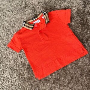 Burberry Kids Vibrant Red Polo with Check Collar
